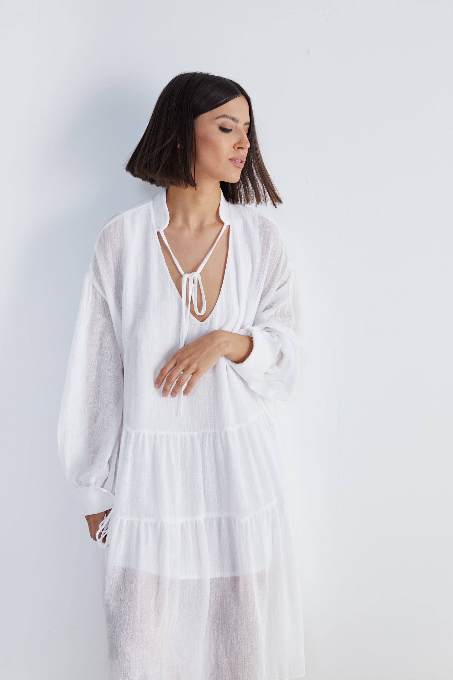 Rochie Albă din In – Airy Charm